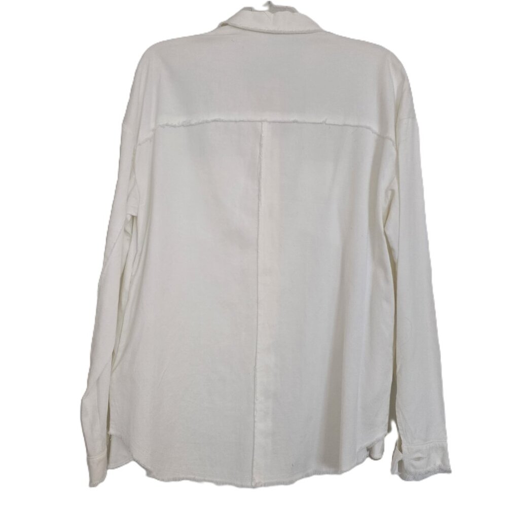 NWT Willow & Clay White Pearl Ebellished Denim Shirt Shacket LS Size Small - Picture 7 of 16